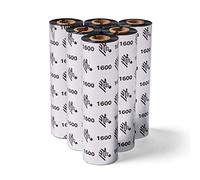 Zebra - Cinta de cera negra estándar para impresoras de sobremesa de transferencia térmica - Ancho 4.3 pulgadas, Longitud 270 pies - 6 rollos