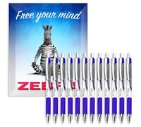 Zebra Classic Z-Grip Flight - Bolígrafos de 1,2 mm, tinta azul, paquete de 12 unidades, en paquete de regalo
