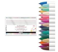 Zebra ClickArt - Rotulador retráctil, punta fina, 0.6 mm, colores surtidos de tinta clara y oscura, paquete de 24