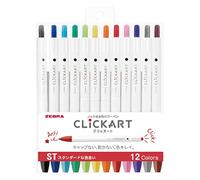 Zebra Clickart WYSS22-12CST - Bolígrafo a base de agua estándar de 12 colores