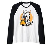 Zebra Comiendo Tacos Cebra Mexicana Kawaii Anime Camiseta Manga Raglan