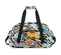 Zebra Dinosaur - Bolsas de lona para niñas y niños, diseño de dinosaurio de dibujos animados, bolsa de viaje de fin de semana, 24 L, bolsa de deporte para gimnasio, práctica, color, 24 L, Organizador