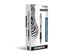 Zebra F-301 - Bolígrafo roller (acero inoxidable, 1 mm, 12 unidades)