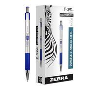 Zebra F-301 Stainless Steel Retractable Ballpoint Pen, 0.7mm, Blue, 12-Pack (27120) by Zebra Pen
