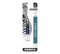 ZEBRA F-Series - Recambio de bolígrafo de acero inoxidable, punta media, 1 mm, 2 unidades, varios colores