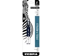 Zebra F-Series - Recambio para bolígrafo de acero inoxidable, punta fina, 0,7 mm, tinta azul, 2 unidades