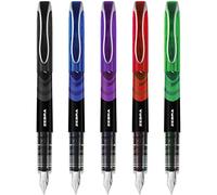 Zebra Fuente - Disposable Fountain Pen - Black, Blue, Red, Green, & Violet Ink - Pack of 5