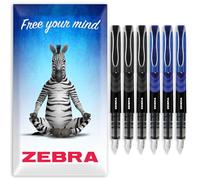 Zebra Fuente Pen - Plumas estilográficas desechables - Paquete de 6 - Tinta negra y azul - En embalaje de regalo de sobre de cebra