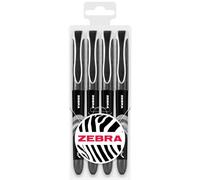 Zebra Fuente - Pluma estilográfica desechable - Punta fina de 1,0 mm, grosor de trazo de 0,6 mm, 4 unidades, tinta negra