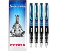 Zebra Fuente - Pluma estilográfica desechable - Punta fina de 1,0 mm, grosor de trazo de 0,6 mm, 4 unidades (verde azulado)