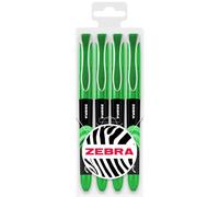 Zebra Fuente - Pluma estilográfica desechable, punta fina de 1,0 mm, grosor de trazo de 0,6 mm, cartera de 4 unidades (verde)