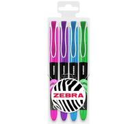 Zebra Fuente - Pluma estilográfica desechable - Punta fina de 1,0 mm, grosor de trazo de 0,6 mm, tonos tropicales, 4 unidades