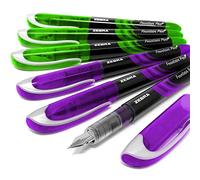 Zebra Fuente - Pluma estilográfica desechable, tinta púrpura y verde, paquete de 6