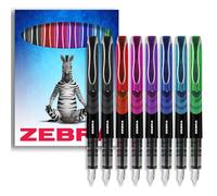 Zebra Fuente - Pluma estilográfica desechable - Una de cada tinta de color + negro extra - Paquete de 8 - En cartera de cartón