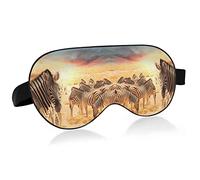 Zebra Group In Desert On Sunset Colorful Sky Eye Masks Cover Blocks Light Sleep Mask Shade Cover Blindfold Relaxing Eyeshade Cover con correa ajustable para la cabeza para hombres, mujeres y niños