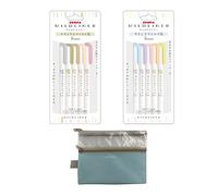 Zebra Mildliner - Juego de 2 lápices fluorescentes para niños, Office, College, School (WKT7-5C-YC, WKT7-5C-NTC) (pen case(blue)