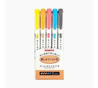 Zebra, Mildliner, WKT7-N-5C. Conjunto de rotuladores suaves de doble cara (5 colores)