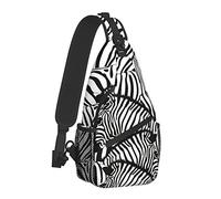 Zebra Patrón sin costuras Rayas blancas y negras Sling Bag para Mujeres Hombres, Estampado de animales Crossbody Bolsos de hombro Casual Sling Mochila Pecho Bolsa Viaje Senderismo Mochila para exterio