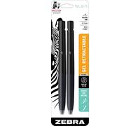Zebra Pen bLen Retractable Ballpoint Gel Pen, Black Barrel, Medium Point, 0.7mm, Black Ink, 2-Pack