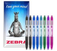Zebra Pen Bolígrafo retráctil Zebra Z-Grip Smooth - Punta de 1, mm - Tinta negra, verde, azul claro, azul, violeta, rosa y roja - Paquete de 8 - En embalaje Zebra