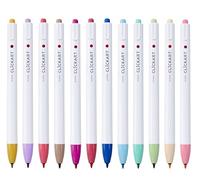 Zebra Pen CLiCKART - Rotulador retráctil con punta de fieltro, 2,0 mm, varios tonos claros, caja de 12 bolígrafos