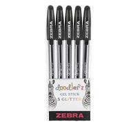 Zebra Pen Doodlerz 2660 - Bolígrafo de gel, punta gruesa, 0.039 pulgadas, tinta negra, paquete de 5 unidades