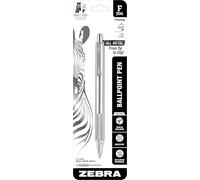 Zebra Pen F-701 - Bolígrafo retráctil, barril de acero inoxidable, punta fina, 0,8 mm, tinta negra, 1 paquete
