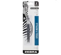 Zebra Pen F-Series - Recambio de bolígrafo de acero inoxidable, punta media, 1 mm, varios colores