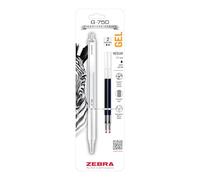 Zebra Pen G-750 Bolígrafo de gel retráctil, barril de latón blanco perla, agarre texturizado, 0.7 mm, 1 paquete con recambios (49801)