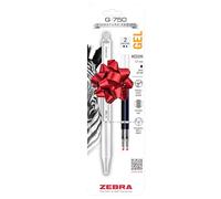 Zebra Pen G-750 Bolígrafo de gel retráctil, barril de latón blanco perla, agarre texturizado, 0.7 mm, 1 paquete con recambios (49801)