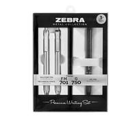 Zebra Pen G-750 Bolígrafo de gel retráctil F-701 y M-701 Lápiz/lápiz de impresión Set de regalo Premium barril de metal punta media/fina 0,7 mm/0,8 mm