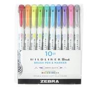 Zebra Pen Mildliner - Cepillo de doble punta y bolígrafo de punta fina, varios colores, 10 unidades