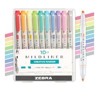 Zebra Pen Mildliner - Juego de resaltadores de doble extremo, puntas anchas y finas, colores surtidos de tinta fluorescente y fría, paquete de 10