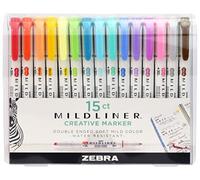 Zebra Pen Mildliner - Rotulador de punta doble, puntas anchas y finas, colores surtidos, 15 unidades