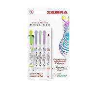 Zebra Pen Rotuladores MILDLINER – Doble punta, pastel, punta ancha y fina – 5 unidades
