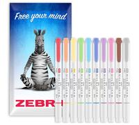 Zebra Pen Mildliner - Subrayadores, marcadores creativos, rotuladores de dos puntas, de cincel y redonda, para escuela, revisión, álbumes de recortes, diario, escritura, en caja de cartón, esencial