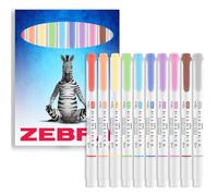 Zebra Pen Mildliner - Subrayadores, marcadores creativos, rotuladores de dos puntas, de cincel y redonda, para escuela, revisión, álbumes de recortes, diario, escritura, en caja de cartón, esencial