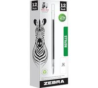 Zebra Pen Recambio - Compatible con Zebra G750, G301, G450 y G350 - Bolígrafo de tinta de gel de acero inoxidable Jk Recambio - Punta media - 0.7 mm - Tinta negra - 12 unidades