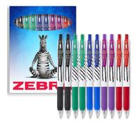 Zebra Pen Sarasa - Bolígrafo de gel a rayas con clip, retráctil, punta mediana de 0,7 mm, a prueba de manchas, tinta de secado rápido con agarre cómodo y clip de presión, resistente al agua, caja de