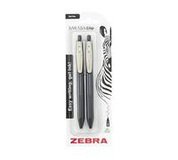 Zebra Pen SARASA Gel CLIP - Bolígrafo de gel retráctil de tinta negra vintage, 2 unidades, bolígrafos de gel negro de 0.7 mm, sin ácidos, resistentes al agua, secado rápido, calidad de archivo,