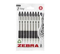 Zebra Pen Z Grip - Bolígrafos negros con clip de bolsillo, 8 unidades, bolígrafos retráctiles de tinta negra, bolígrafos Biro negros fiables para uso diario, paquete de 8 unidades