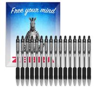 Zebra Pen Z-Grip - Bolígrafos retráctiles, punta de 1,0 mm, paquete de 16 unidades, en caja de regalo de cartón, escuela, escritura, trabajo, oficina (negro)