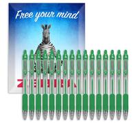 Zebra Pen Z-Grip - Bolígrafos retráctiles, punta de 1,0 mm, paquete de 16 unidades, en caja de regalo de cartón, escuela, escritura, trabajo, oficina (verde)