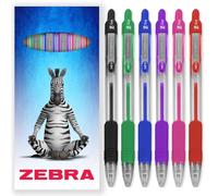 Zebra Pen Z-Grip - Bolígrafos retráctiles, punta de 1,0 mm, paquete de 6 unidades, en caja de regalo de cartón, escuela, escritura, trabajo, oficina (surtido)