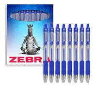 Zebra Pen Z-Grip - Bolígrafos retráctiles, punta de 1,0 mm, paquete de 8 unidades, en caja de regalo de cartón, escuela, escritura, trabajo, oficina (azul)
