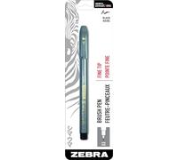 Zebra Pen Zensations - Bolígrafo con punta de pincel fina, tinta negra resistente al agua, 1 paquete