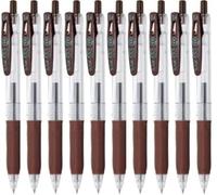 Zebra Sarasa Clip 0,4 retráctil bolígrafos de tinta de gel, empuñadura de goma, 0,4 mm, tinta marrón, juego de 10