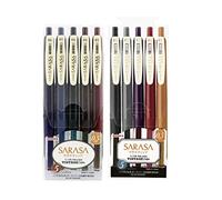 Zebra Sarasa Clip 0.5 Bolígrafo retráctil de tinta de gel, agarre de goma, 0.5 mm, colores vintage, paquete de 10 colores (JJ15-5C-VI+JJ15-5C-VI2)