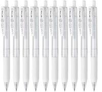 Zebra Sarasa Clip 0.5 Retractable Gel Ink Pen, Rubber Grip, 0.5 mm, Milk White Ink, Value Set of 10 with Ecology Sticky Notes