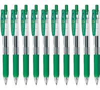 Zebra Sarasa Clip 0,7 retráctil bolígrafos de tinta de gel, empuñadura de goma, 0,7 mm, tinta verde, juego de 10